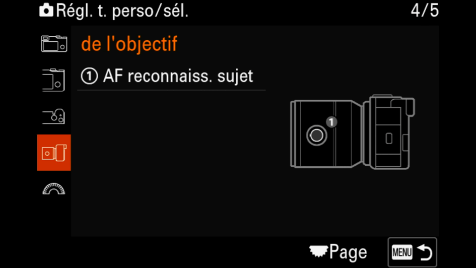 régler le bouton objectif Sony 