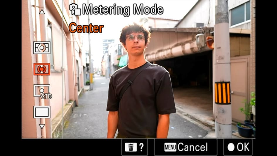 mode de mesure central menu sony