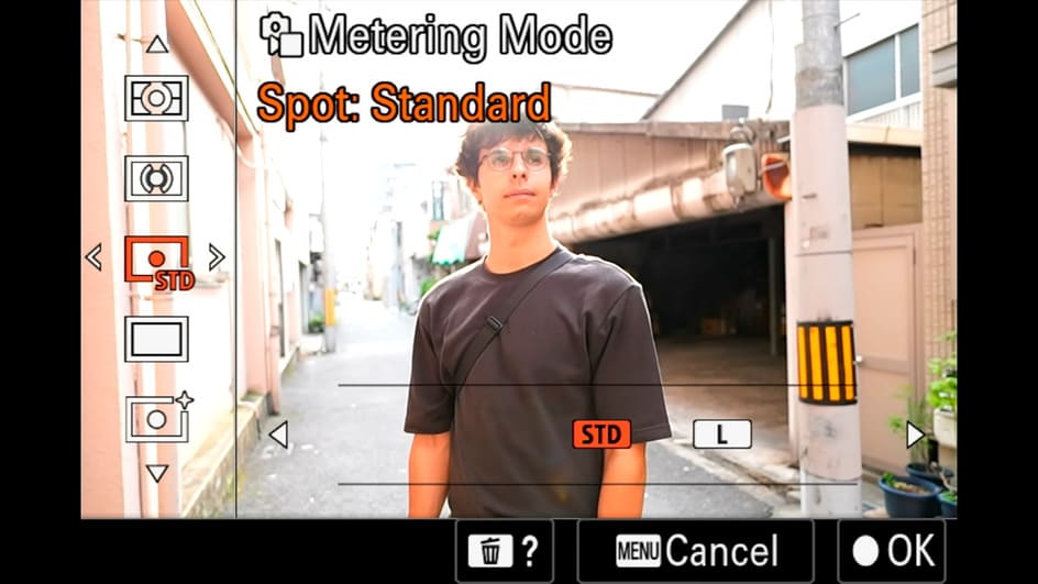 mode de mesure spot sur sony