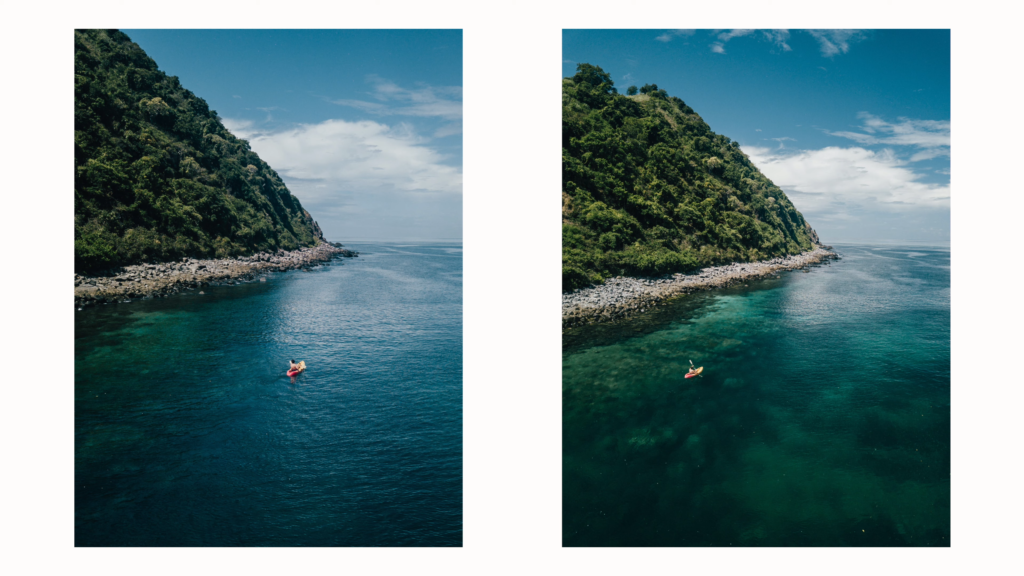 filtre polarisant en photo avant et apres